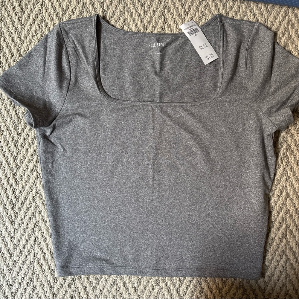 Hollister Women's Charcoal Crop Top